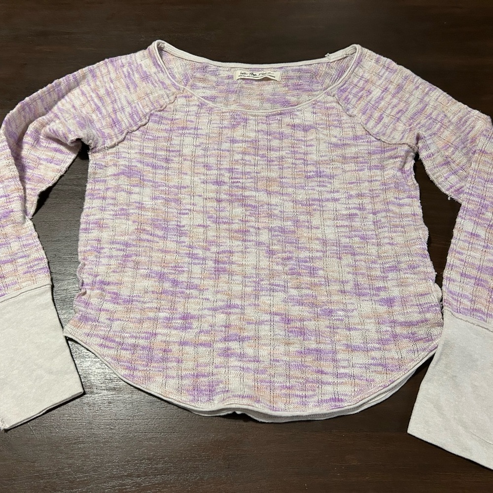 We The Free Lavender Marled Raglan Long Sleeve Top